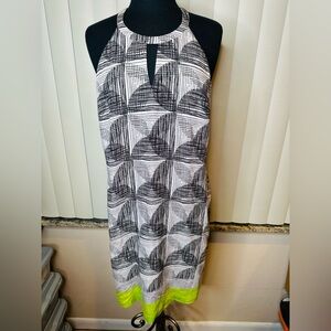Laundry By Shelli Segal Black and White Mini Dress Green Accent Size 12